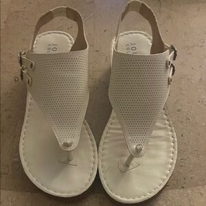 Journee Collection White Perforated Sandals